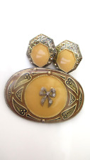 Vintage Signed Catherine Popesco France Beautiful Brooch & Clip Earrings