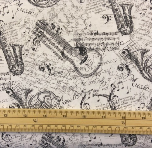 Fat quarter black - black, music