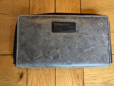Jane Shilton Leather Purse - Grey/Black leather with card slots and coin zipper