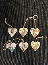SET 6 Woodland  Christmas tree decorations handmade Hearts fox Rabbits Badger
