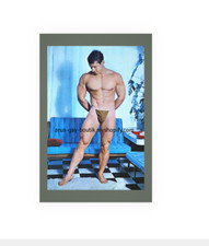 POSTCARD Print / Beefcake in blue living room