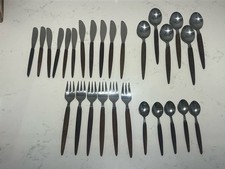 28 X Vintage Wooden Handled Cutlery Set 60s 70s Teak MCM