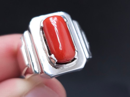 Natural coral ring - coral, heavy