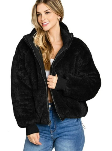 Black faux fur - faux, bomber