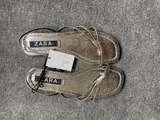 Zara Gold Flat Sandals 7