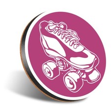 1x Round Coaster 12cm Roller Skates Boots Retro 80's Disco #56112