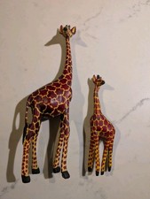 African Wooden Giraffe Family