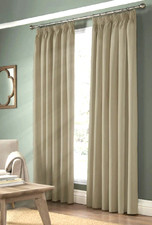 Pair of Curtains Cream Beige 66 x 54 inch Plain Blackout RRP £30 2NDS RETURNS 42