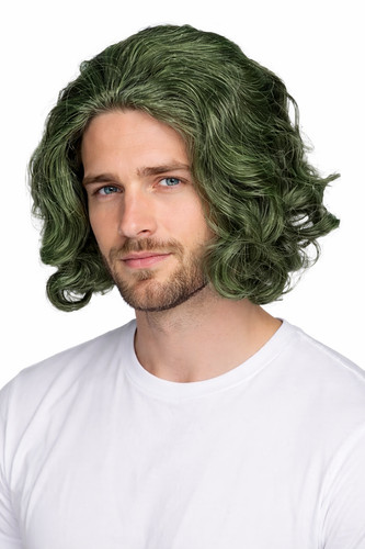 Green joker style wig wavy - style,