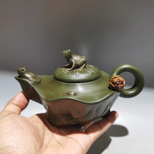 Yixing zisha green clay carved - zisha,