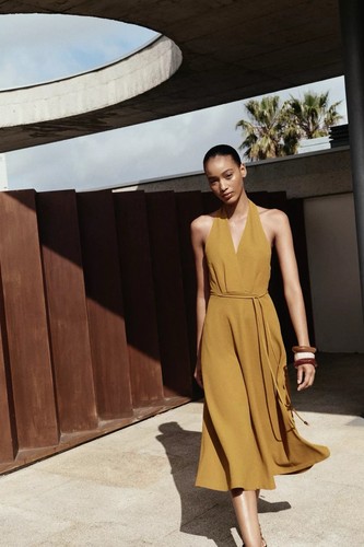 Zara mustard halter dress belt - mustard,