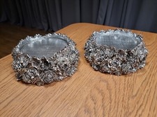 X2 HomeWorx Pair Of Pedestal Candle Holders Floral Flowers by Harry Slatkin 