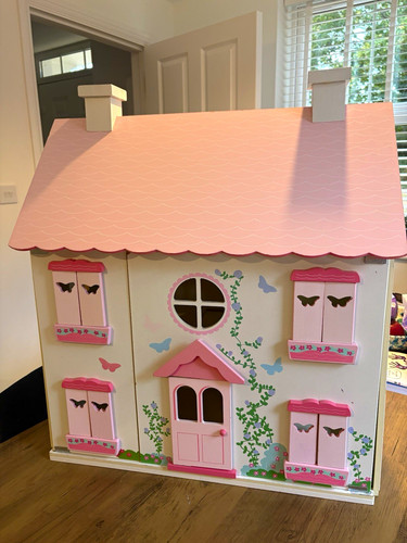Wooden painted doll house 2 - painted, doll's