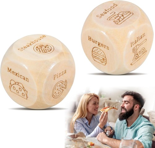 Wooden food decision dice - decision,