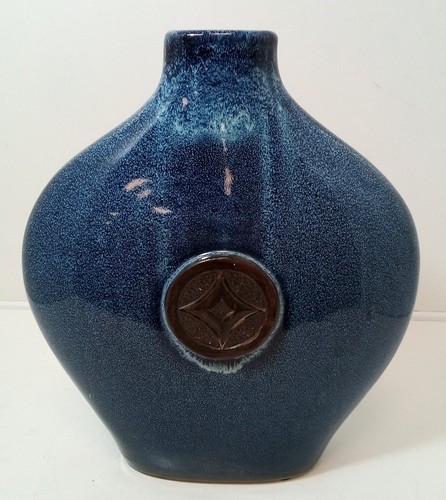 Blue ceramic vase decorative - blue,