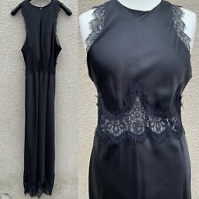 ALLSAINTS ALULA  Dress UK 14 BLACK Silk Blend Maxi Lace FESTIVAL GOTH RRP £200