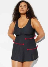 Freemans Black Body Shaper Swim Dress  PLUS SIZES   (FJ65-1)