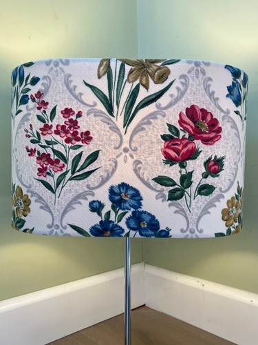 Oval lampshade recovered - , with