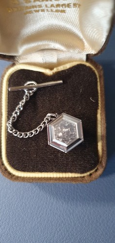 Men silver hexagon metal - silver,