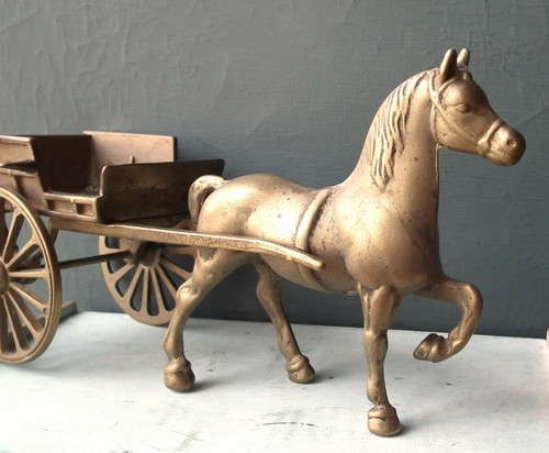Vintage brass horse and cart