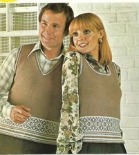 Knitting Pattern ladies mens fair isle slip over tank top  sizes 30 to 40 inch
