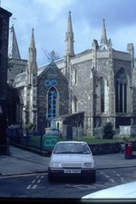  35mm Slide Dover  St Mary's Church Early Ford Sierra Parked 1980's 