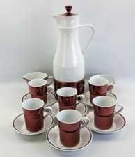 Royal Worcester Lustre Red Coffee Set With Coffee Pot & Warmer - Vintage
