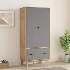 Wardrobe OTTA Brown & Grey 76.5x53x172cm Solid Wood Pine