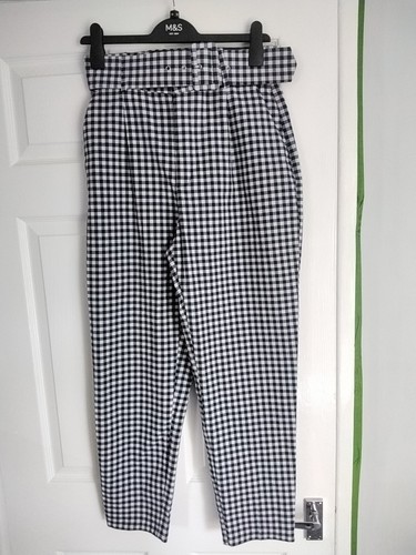 Zara navy gingham belted - gingham,