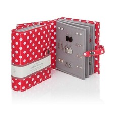 Jewellery Storage Book Earrings Jewelry Box Travel Large Little Book Polka Red