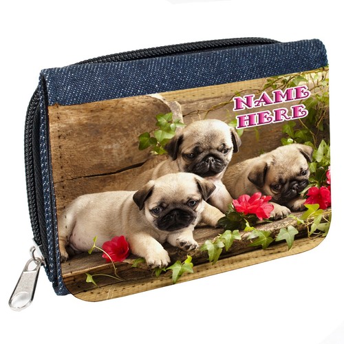 Personalised girls purse pugs - personalised,