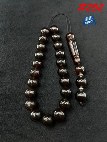 Bold black amber komboloi - black,