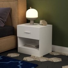 White Orlando 1 Wooden Drawer Kids Bedroom Nightstand Bedside Cabinet Side Table