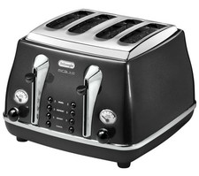De'Longhi CTOM4003.BK Icona Micalite 4 Slice Toaster Defrost Function 1800w