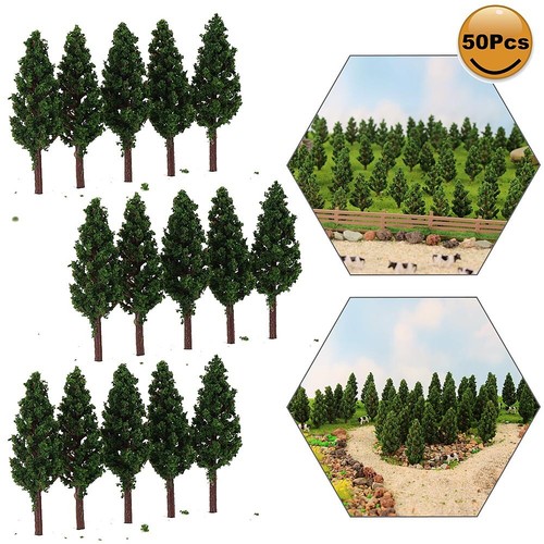 50pcs model pine trees - model, green