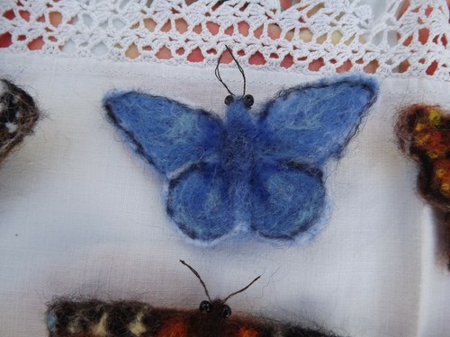 Common blue butterfly brooch - blue,