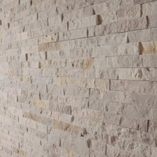 Sample of Beige Split Face Travertine Mosaic Wall Tiles Cladding & Stacked Stone