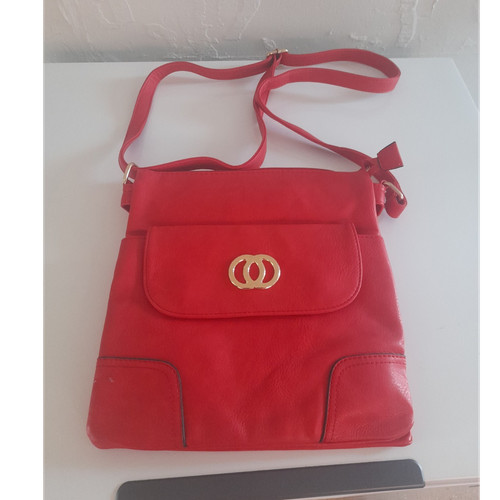 Red faux leather crossbody - faux,