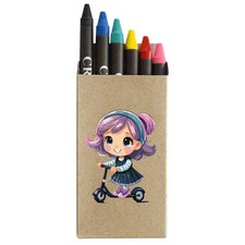 'Little Girl Riding A Scooter' Coloured Crayon Set (CY00028202)