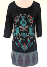 Amari Jumper Dress Size 1 UK 8 Soft Wool Blend 3/4 Sleeves Black Mix Patterned