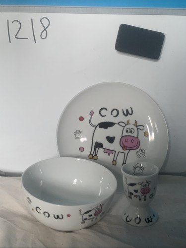 Dunelm cow plate bowl - “cow”,