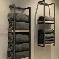 Wall Mounted Towel Rack Bathroom Towel Storage Organizer Metal Shelf Holder UK