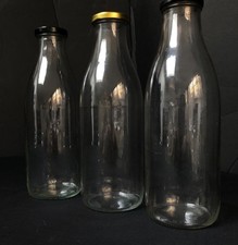 3 x 1 LITRE GLASS MILK BOTTLE