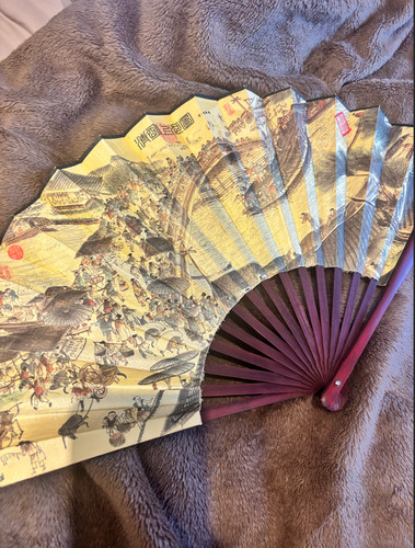 Vintage chinese fan wooden - vintage, fan,
