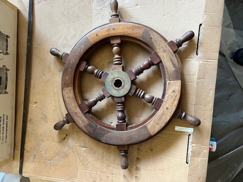 Hardwood ship steering wheel - ship,