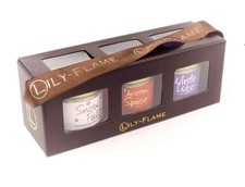 Lily Flame Christmas Mini Tin Candle Set Snow Fall, Christmas Spice, Winter Wood
