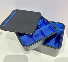 DULWICH DESIGNS BLUE ECLIPSE EXECUTIVE CUFFLINK & JEWELLERY BOX GENIUNE LEATHER