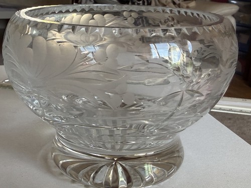 Crystal glass rose bowl - glass, heavy