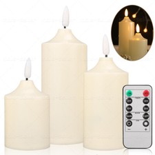 Set of 3 LED Flameless Pillar