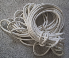 8mm Double braid Polyester Cover Dyneema core boat rope White 16mt